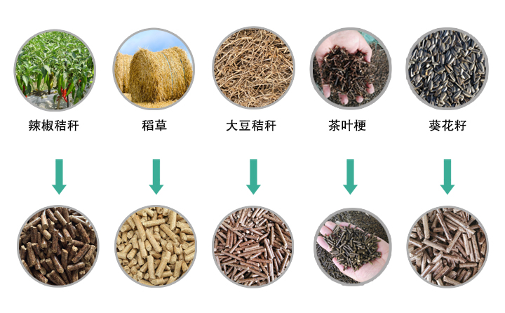 生物質(zhì)顆粒機(jī)設(shè)備原料及成型顆粒圖片 生物質(zhì)顆粒機(jī)設(shè)備原料及成型顆粒圖片